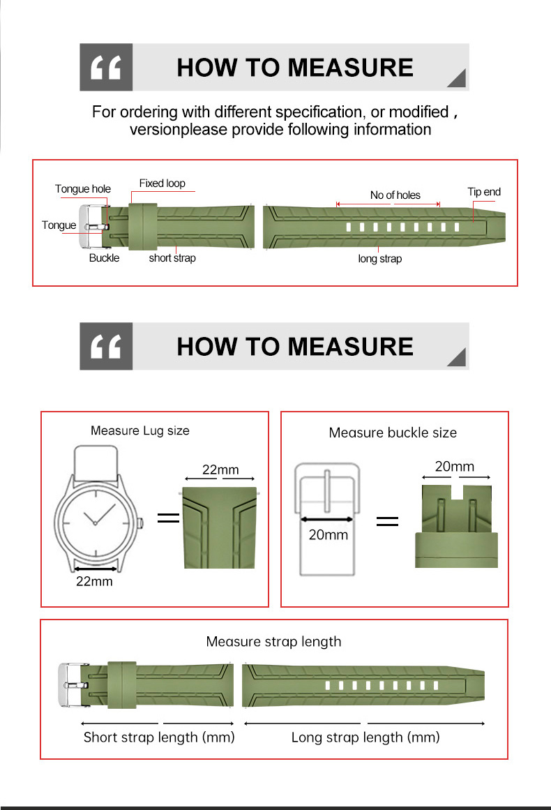 FKM Rubber Watch Band