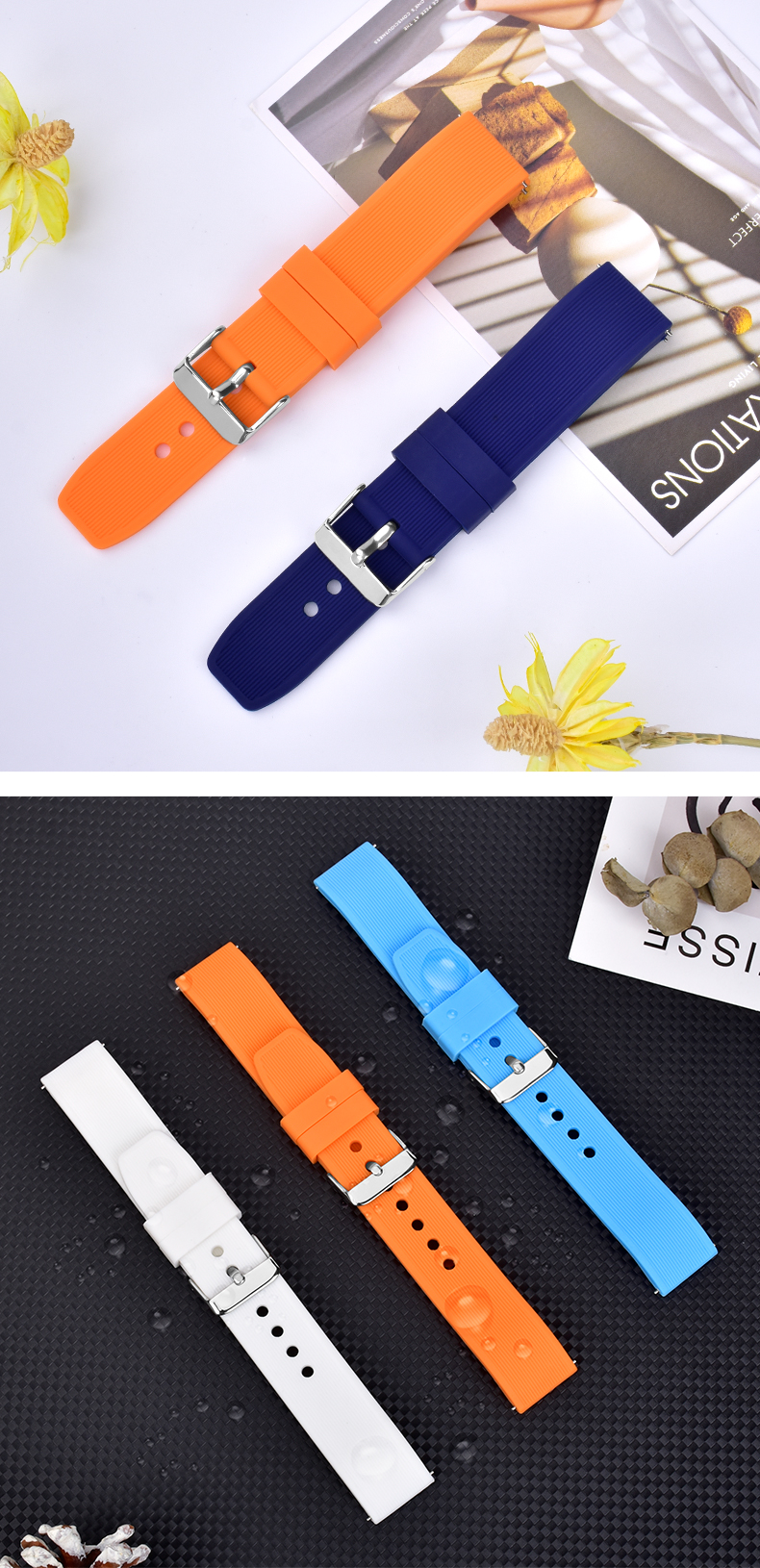 Curved Silicone Rubber Watch Straps 