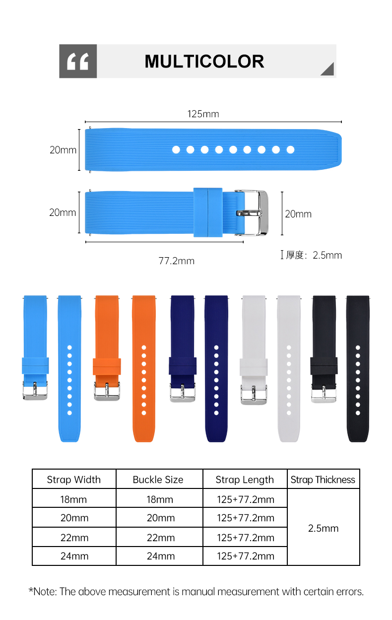 Curved Silicone Rubber Watch Straps 