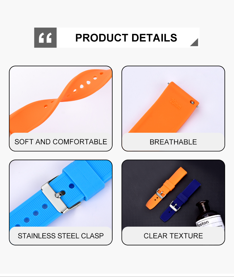 Curved Silicone Rubber Watch Straps 