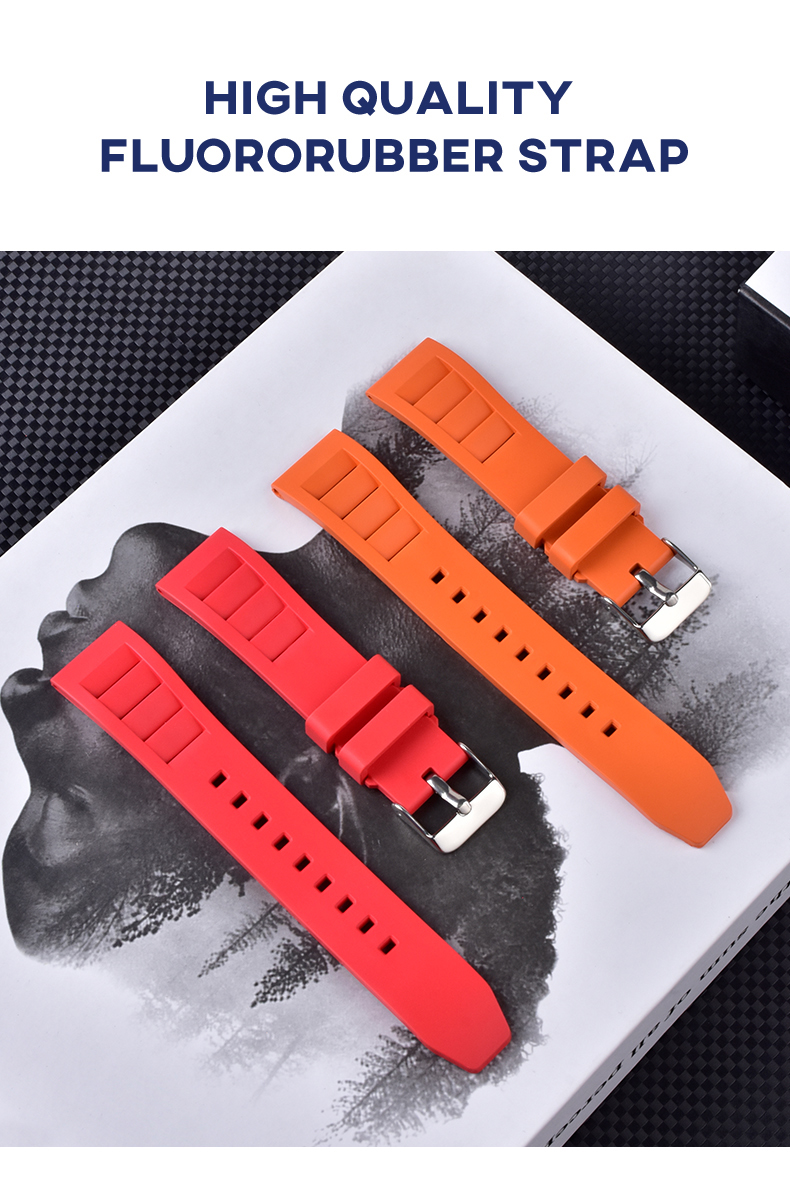 Soft FKM Rubber Watch Strap 20mm 22mm