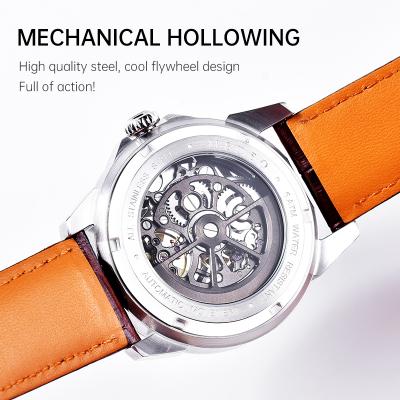 MEDEO unique Luminous tourbillon mechanical watches custom logo Genuine leather strap waterproof automatic mechanical watches for men