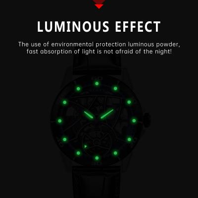 MEDEO unique Luminous tourbillon mechanical watches custom logo Genuine leather strap waterproof automatic mechanical watches for men